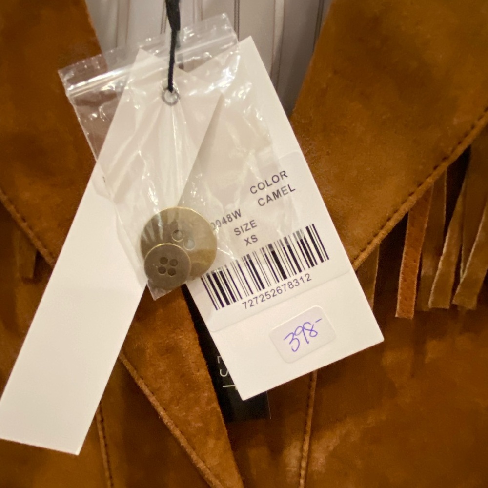 Central Park West Fringe Suede Jacket - Cognac Brown - Picture 7 of 10